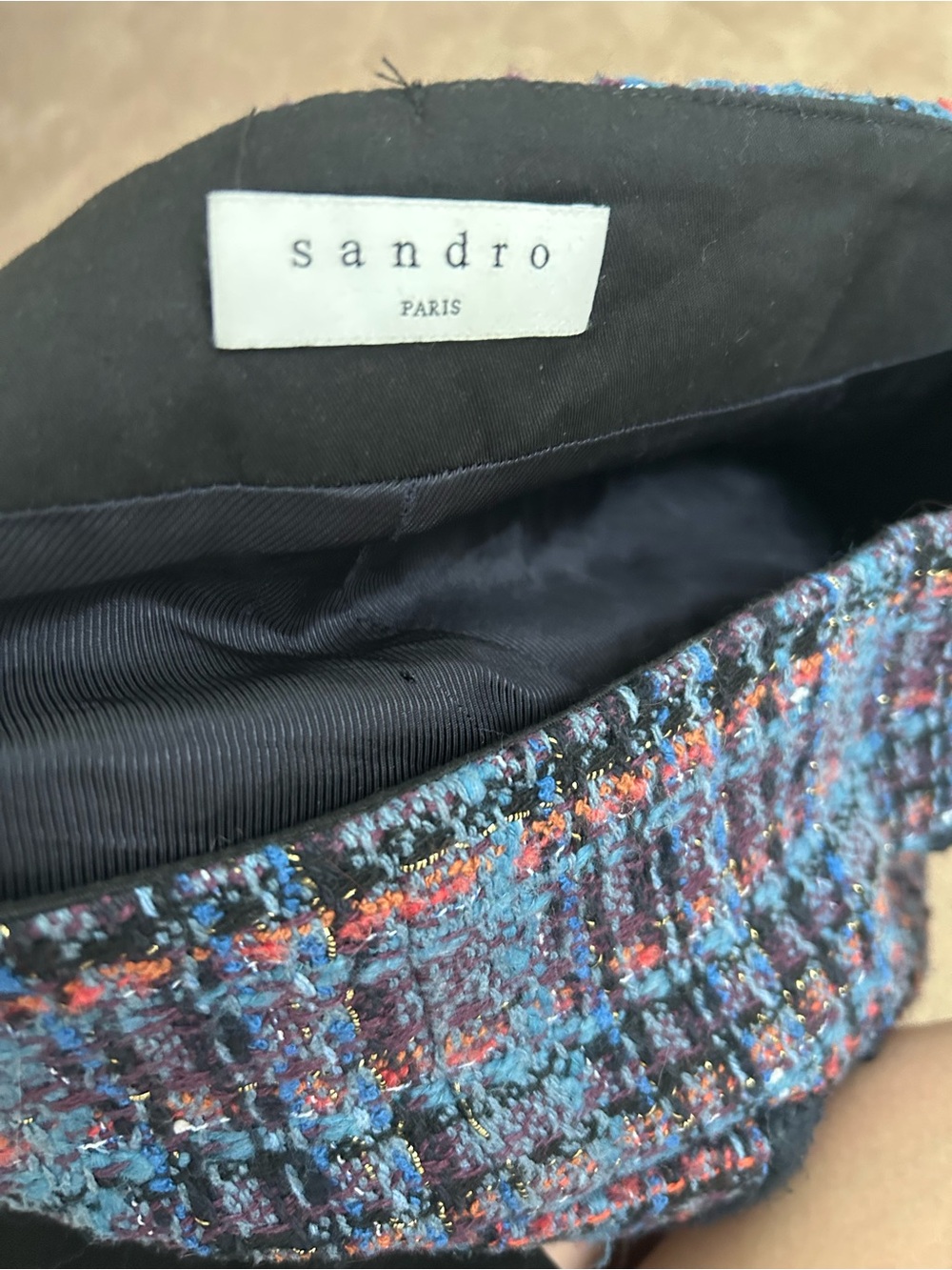 Sandro Blue Multi Tweed Shorts with Navy Trim - Picture 6 of 8